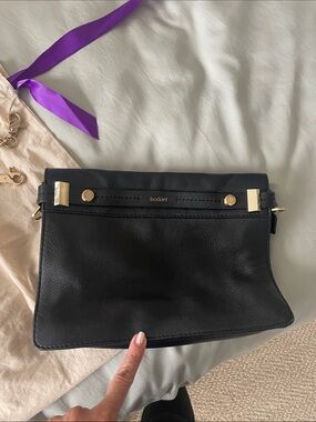 Botkier Black Leather Crossbody with Gold Hardware